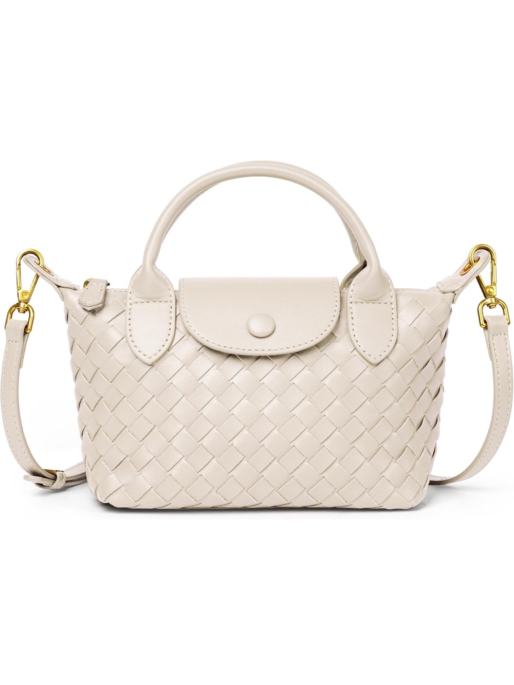 Amazon Cream Woven Top-Handle Mini Crossbody